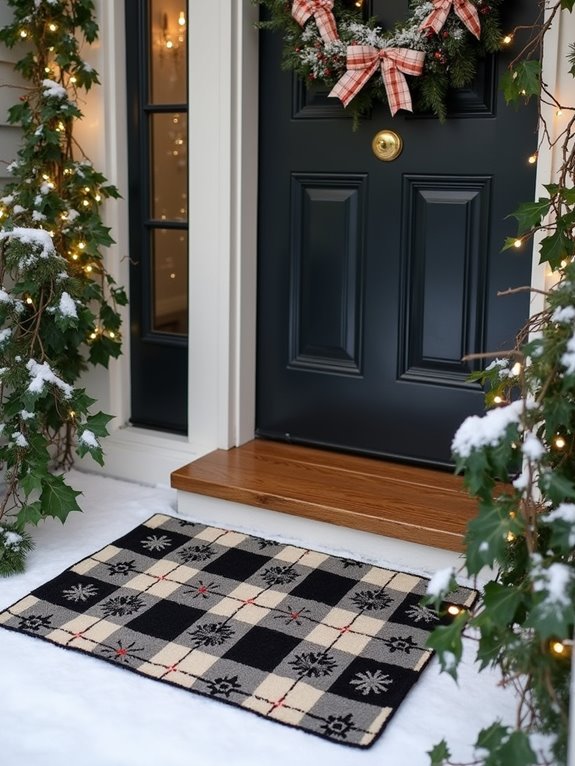 plaid personalized holiday doormat