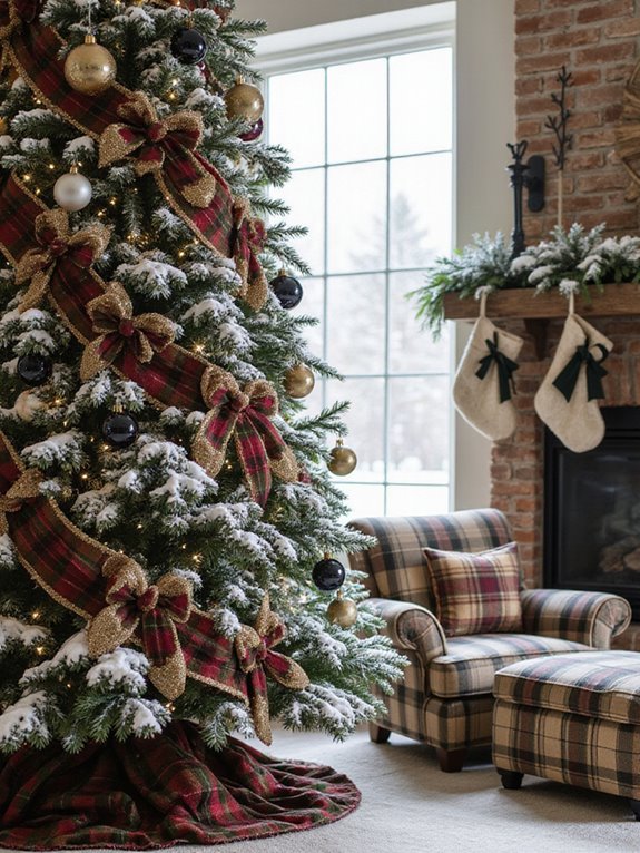 plaid ribbon gift wrapping