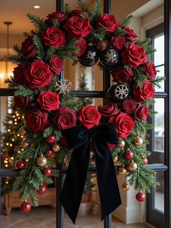 plaid wreaths and swag