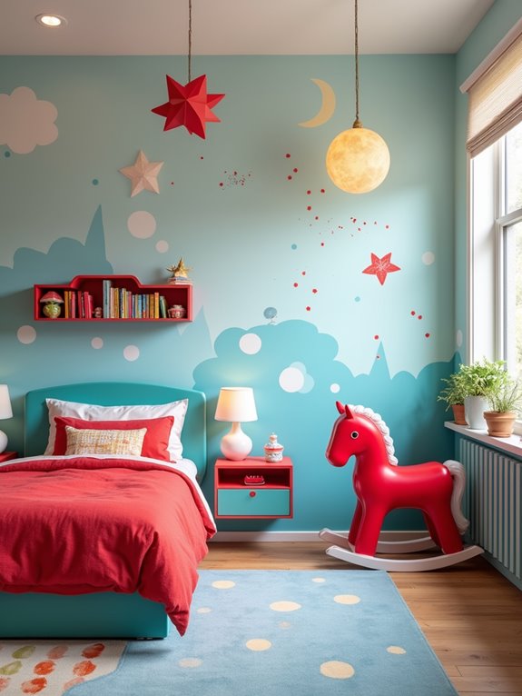 playful blue and red design