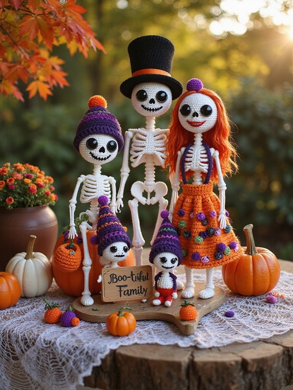 playful crochet skeleton decorations