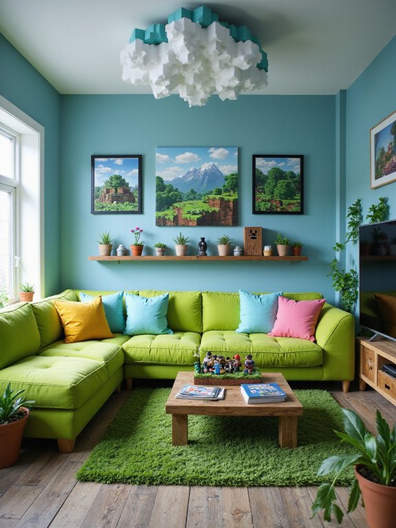 playful minecraft themed decor
