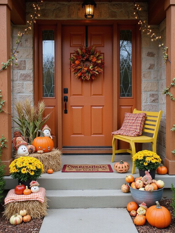 playful porch fall decor