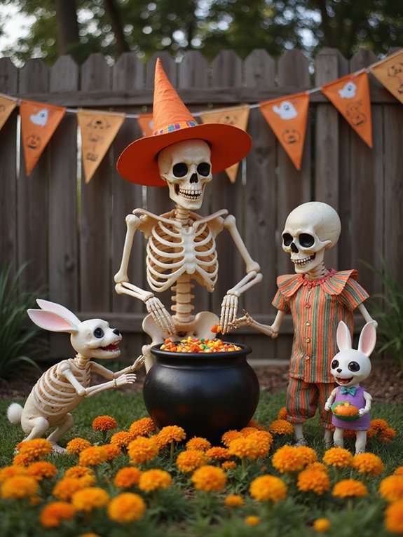 playful skeletons enhance halloween