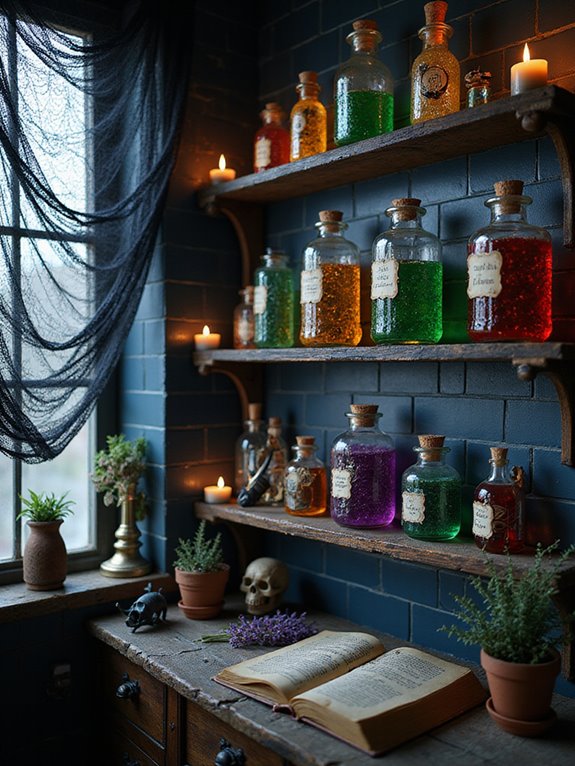 potion themed bathroom storage jars