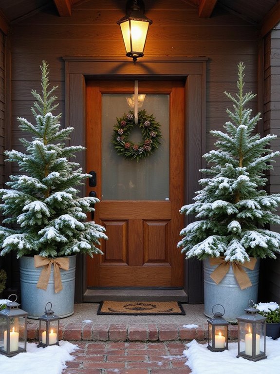 potted pines for festive decor