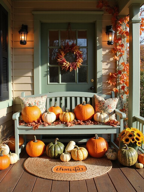 pumpkins and gourds display