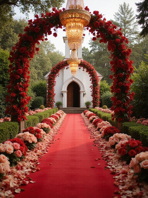 red cream gold aisle