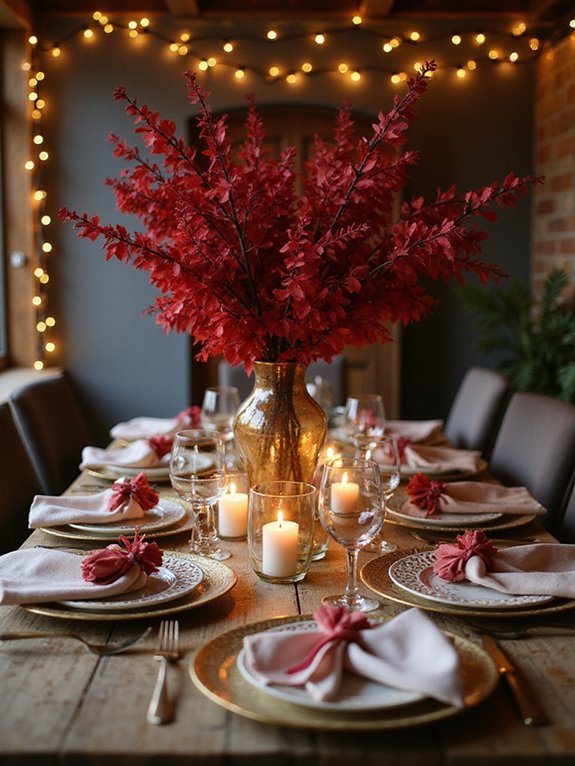 red eucalyptus dinner centerpiece ideas