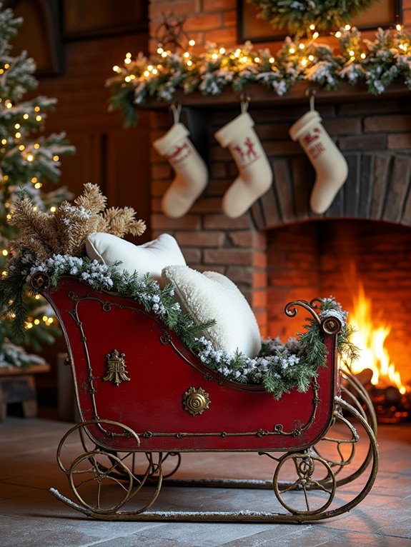 red sleigh christmas decorations ideas