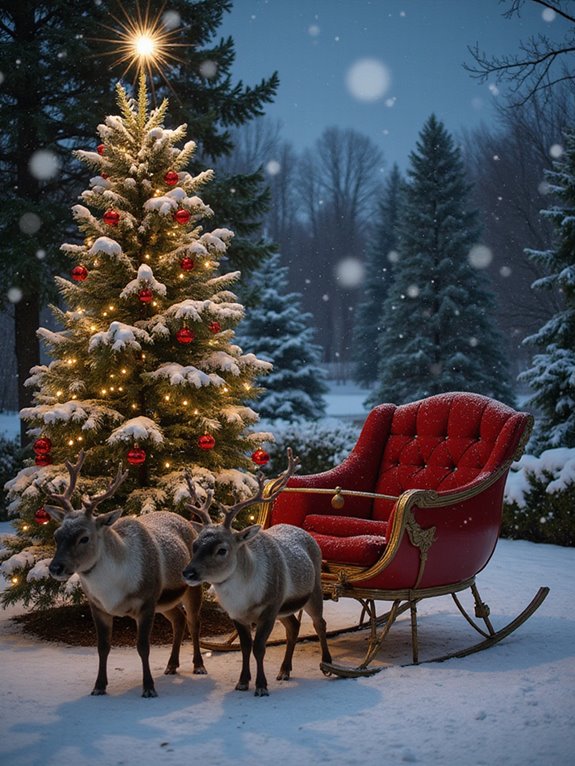 red sleigh holiday decor