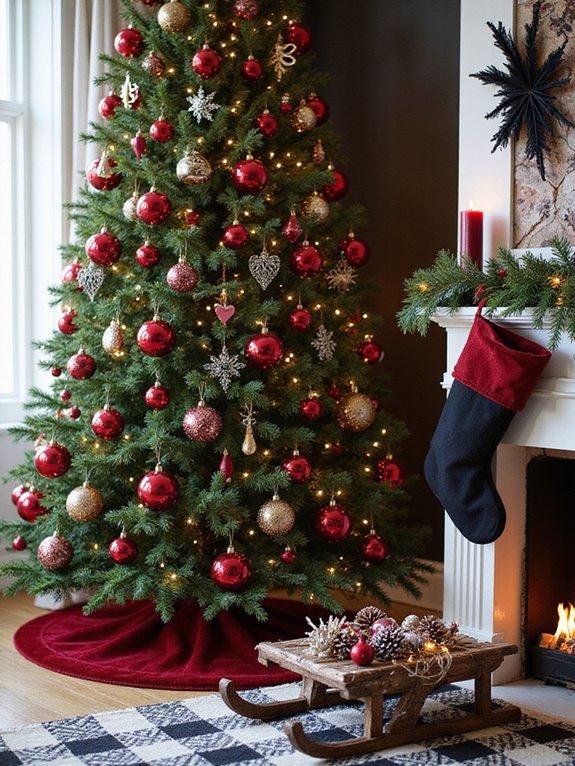 red tree black white decor