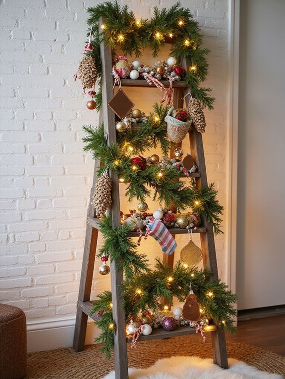 repurposed ladder holiday display