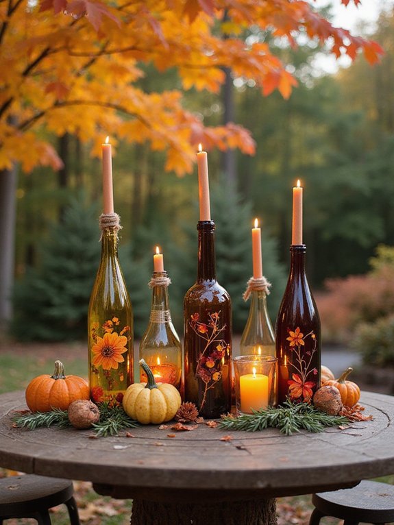 repurposed wine bottle candle holders