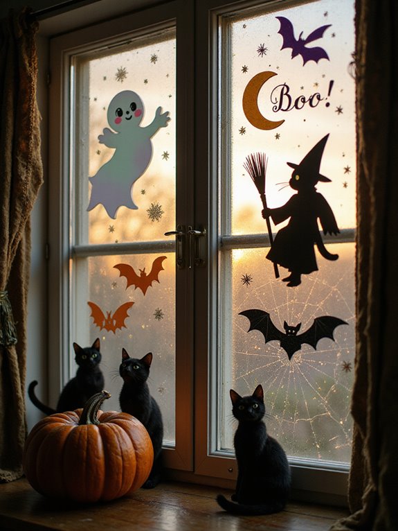 retro halloween window decor