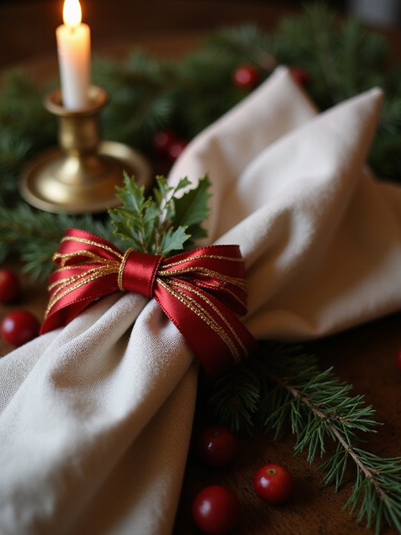 ribbon wrapped napkin rings