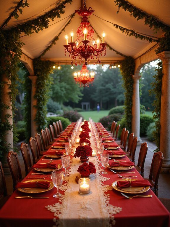 romantic red and ivory