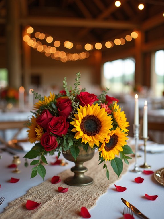 romantic sunflower rose invitations