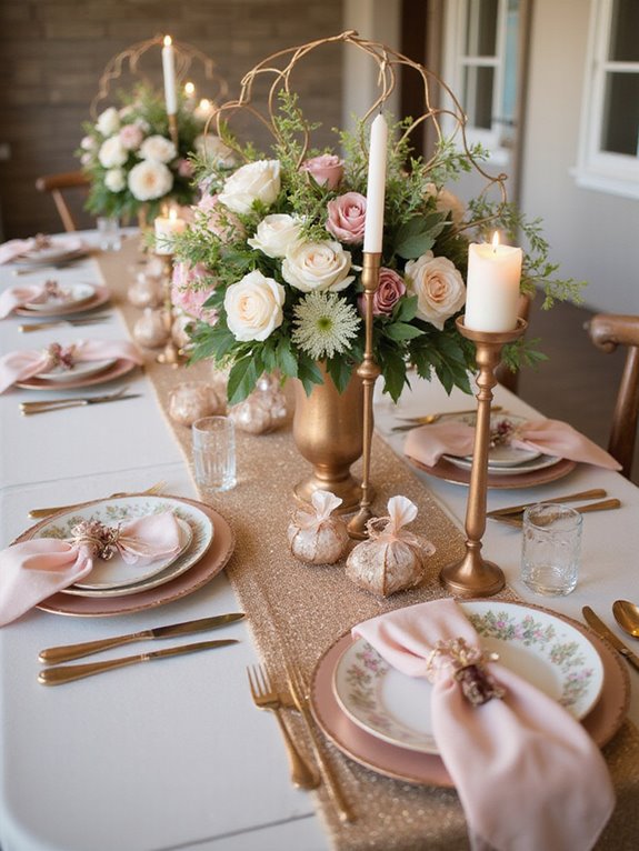 rose gold table decor details