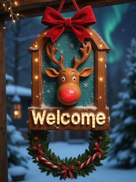 rudolph themed festive welcome signs