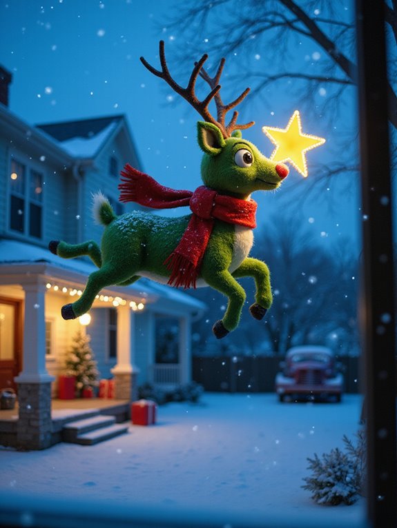 rudolph themed festive window clings