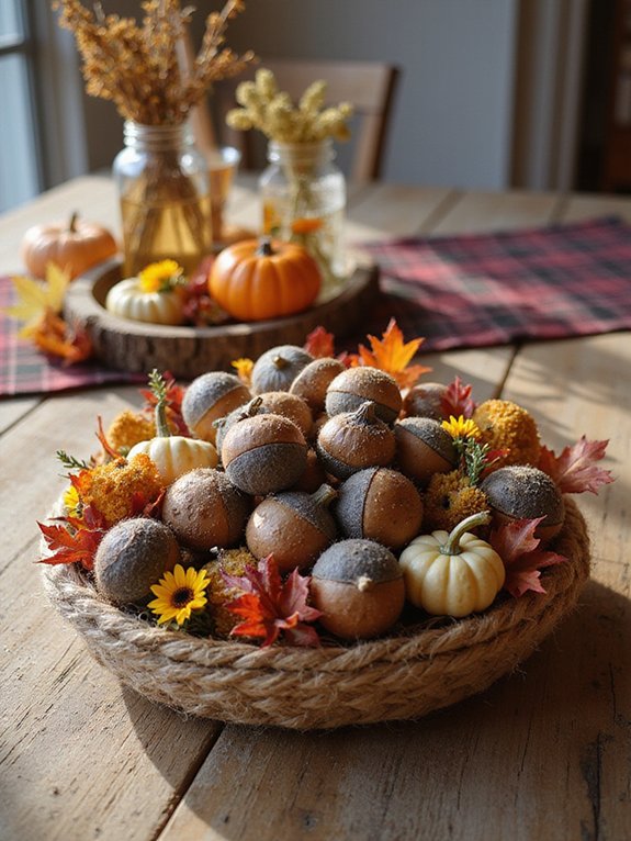 rustic acorn centerpiece creation