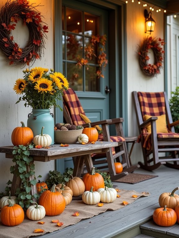 rustic autumn porch decor