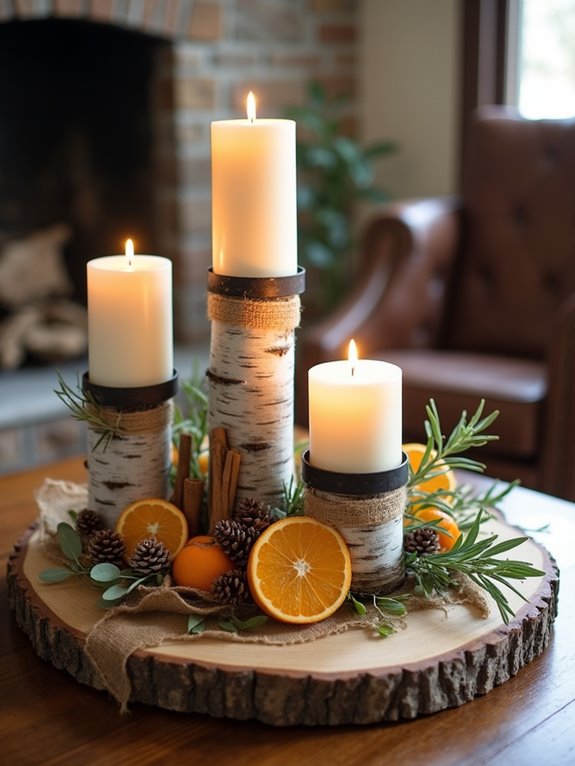 rustic candle centerpiece creation