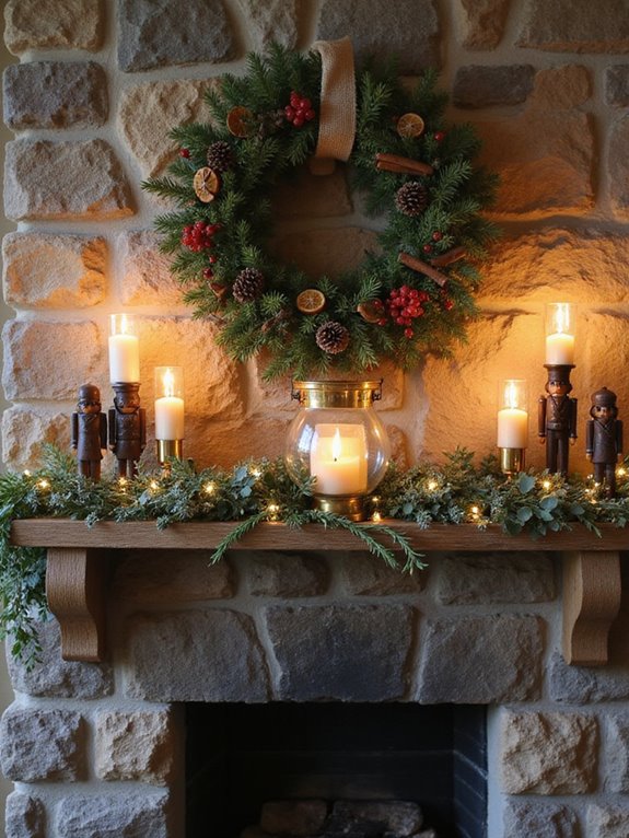 rustic christmas mantel decor