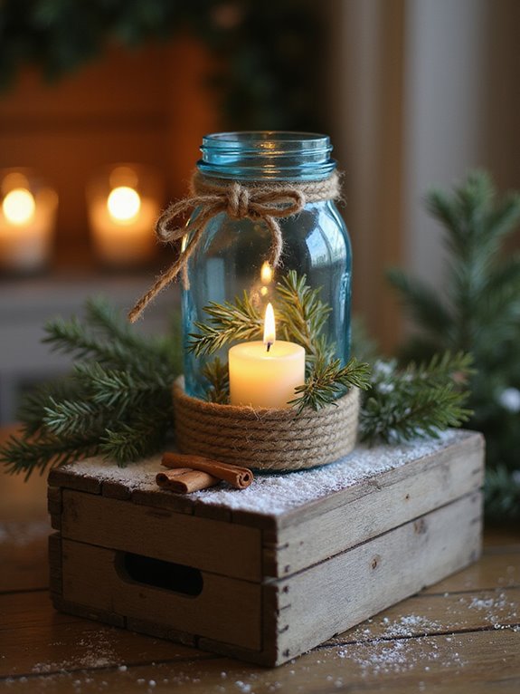 rustic mason jar luminaries