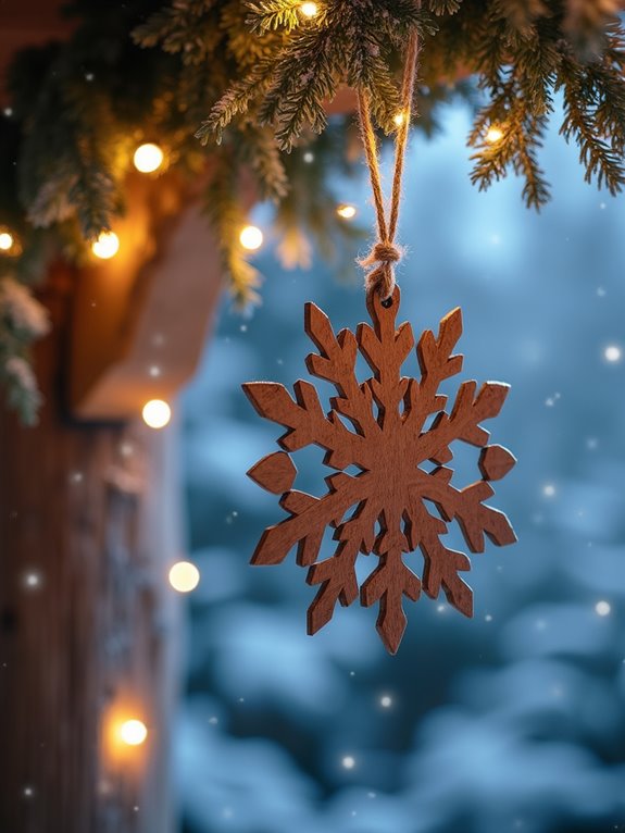 rustic wooden snowflake decor