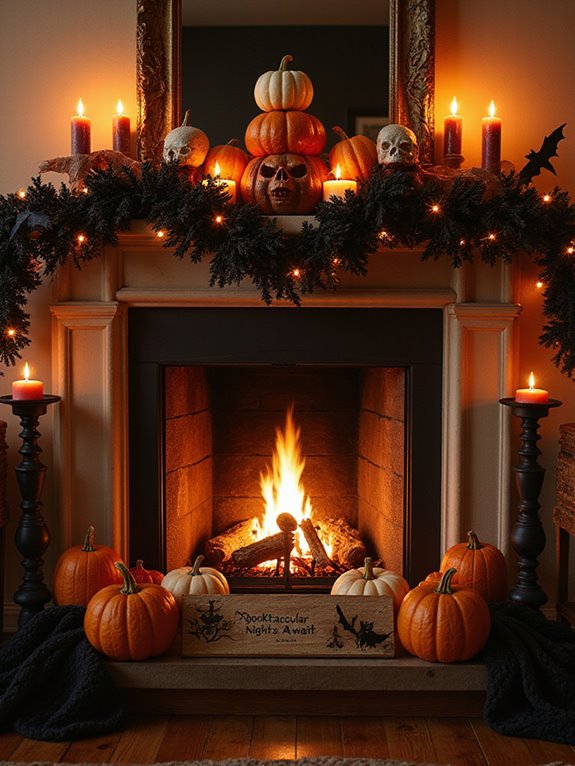 safe halloween fireplace decorating