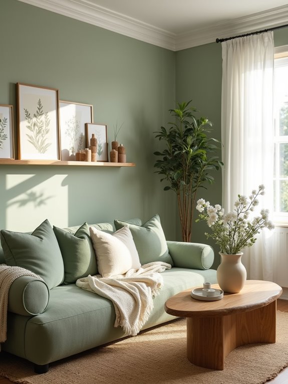 sage green living room tranquility