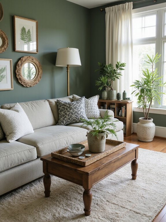 sage green pattern mixing