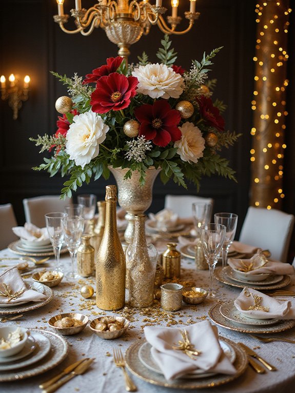 shimmering table runner accents