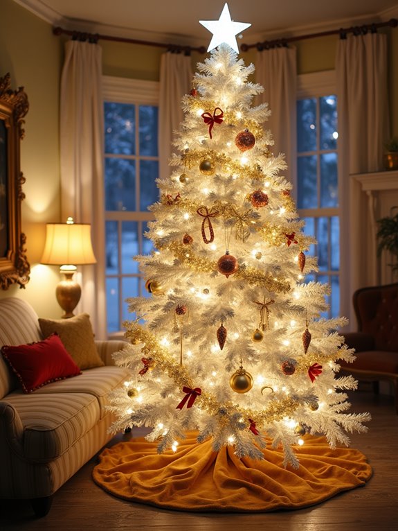 shimmering white and gold