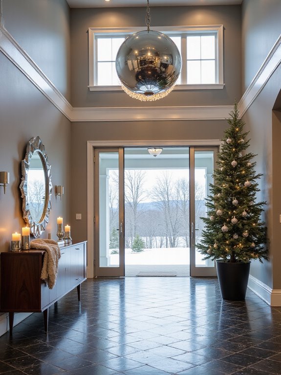 shiny metallic winter decor