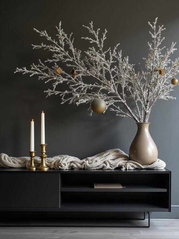 snowy branches with lights