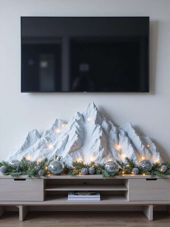 snowy mountain holiday decor