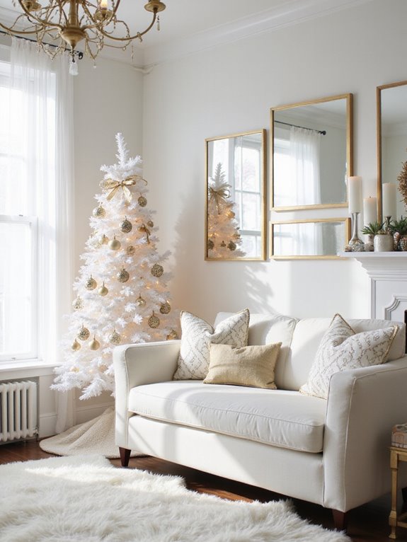 spacious white and gold decor