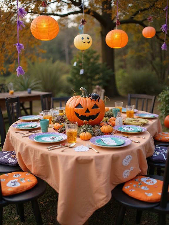 spooky and cheerful table setting