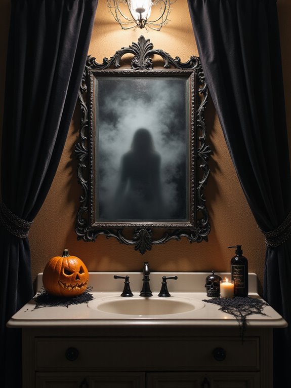 spooky bathroom mirror decor