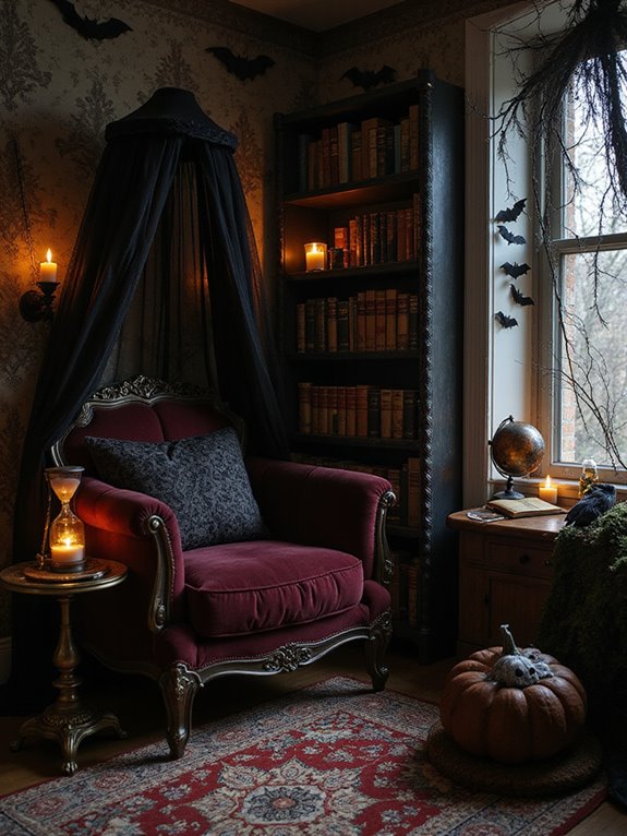 spooky gothic reading nook
