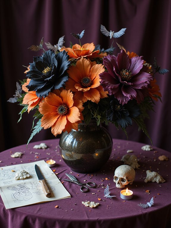spooky halloween paper flowers