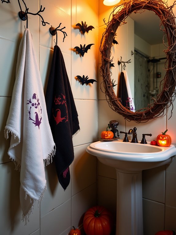 spooky halloween towel decor