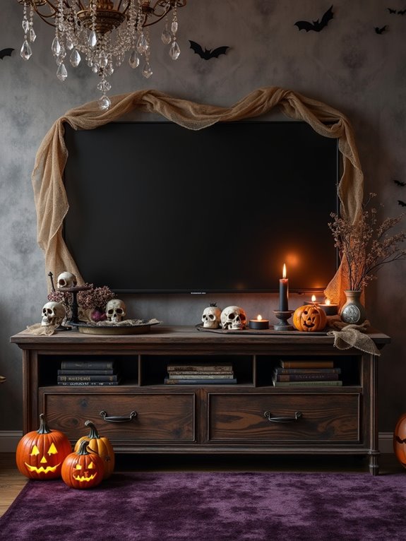 spooky halloween tv decor