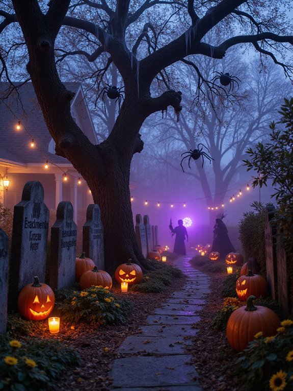 spooky outdoor halloween display