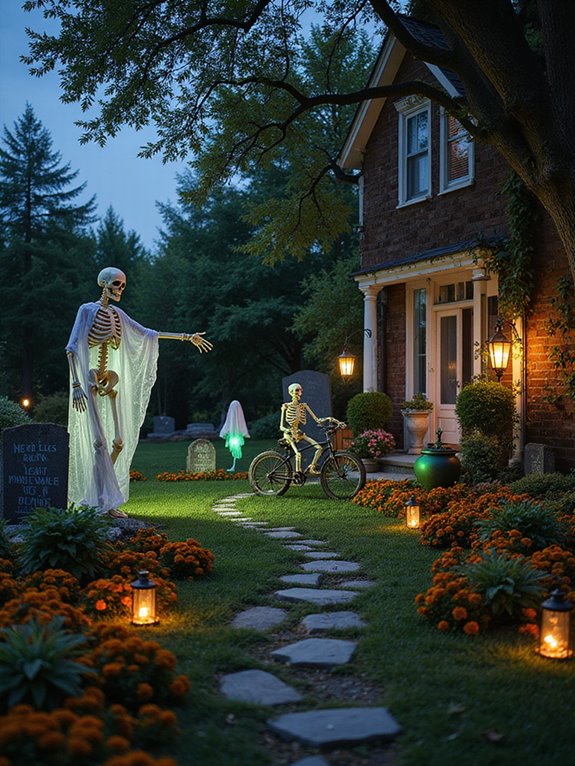 spooky skeletons throw halloween party