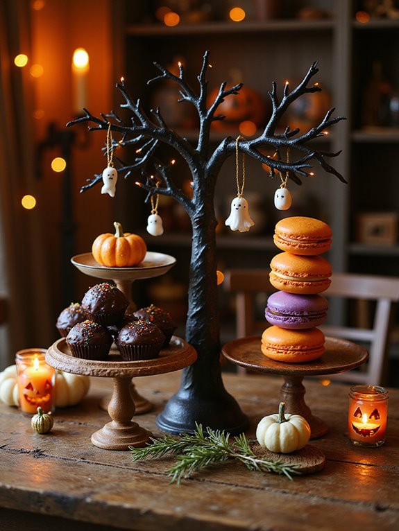 spooky treats on stands