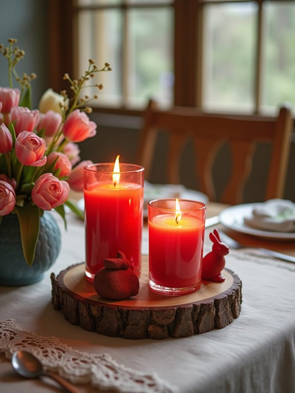 striking red candle displays